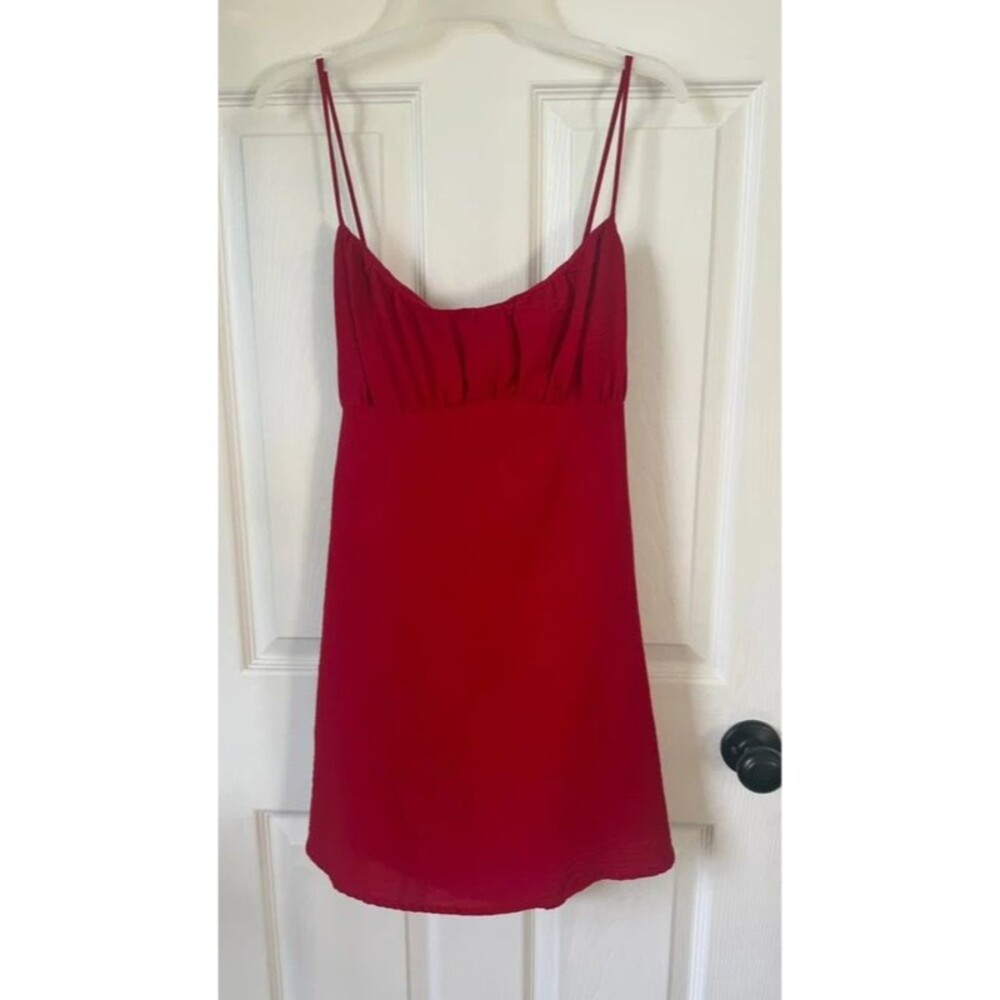 Red mini dress (bow back) medium
